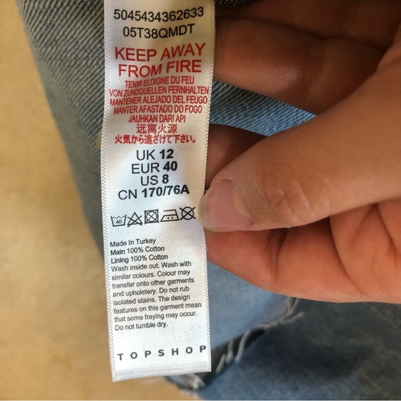 Topshop denim cutoff frayed mini skirt high waist - Picture 5 of 8